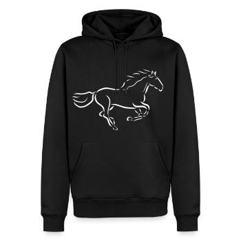 galoppierendes Pferd Hengst Stute reiten Zeichnung - Männer Premium Bio Hoodie - Schwarz - Vorne - Nico (187cm)