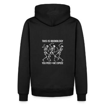 Tanzende Skelette lustiger Radiologie Spruch - Männer Premium Bio Hoodie - Schwarz - Hinten - Nico (187cm)