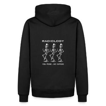 Tanzende Skelette lustiger Radiologen Spruch - Männer Premium Bio Hoodie - Schwarz - Hinten - Nico (187cm)