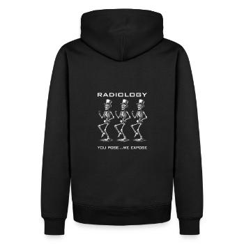 Tanzende Skelette lustiger Radiologen Spruch - Männer Premium Bio Hoodie - Schwarz - Hinten - Nico (187cm)