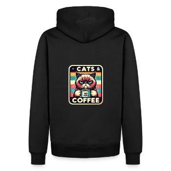 Katze und Kaffee keine Menschen - Männer Premium Bio Hoodie - Schwarz - Hinten - Nico (187cm)