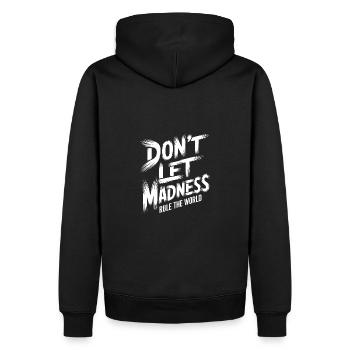 Stoppt den Wahnsinn - Männer Premium Bio Hoodie - Schwarz - Hinten - Nico (187cm)
