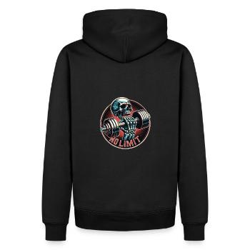keine Grenze Skull im Workout Bodybuilding Hantel - Männer Premium Bio Hoodie - Schwarz - Hinten - Nico (187cm)