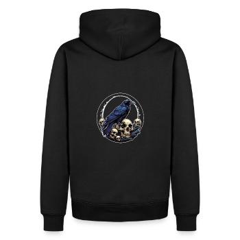 Großer Rabe sitzt auf Skulls - Männer Premium Bio Hoodie - Schwarz - Hinten - Nico (187cm)