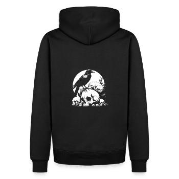 Big mystical raven sitting on sculls - Men’s Premium Organic Hoodie - black - Back - Nico (187cm)