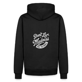 Stoppt den Wahnsinn - Männer Premium Bio Hoodie - Schwarz - Hinten - Nico (187cm)