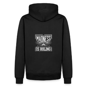 La folie règne sur le monde Motivation Espoir - Sweat à capuche Premium bio Homme - noir - Dos - Nico (187cm)