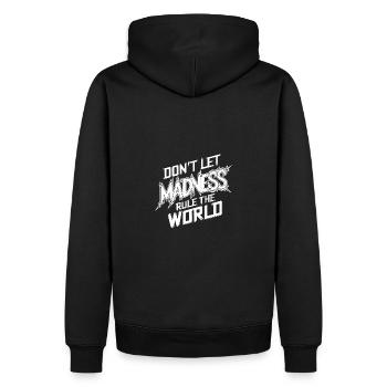 Stoppt den Wahnsinn - Männer Premium Bio Hoodie - Schwarz - Hinten - Nico (187cm)