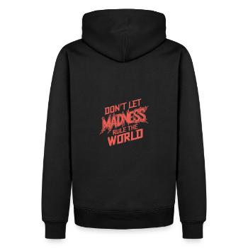 Stoppt den Wahnsinn - Männer Premium Bio Hoodie - Schwarz - Hinten - Nico (187cm)