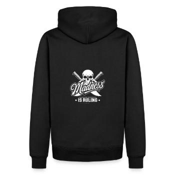 La folie règne sur le monde Motivation Espoir - Sweat à capuche Premium bio Homme - noir - Dos - Nico (187cm)