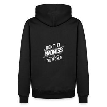 Stoppt den Wahnsinn - Männer Premium Bio Hoodie - Schwarz - Hinten - Nico (187cm)