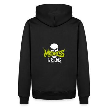La folie règne sur le monde Motivation Espoir - Sweat à capuche Premium bio Homme - noir - Dos - Nico (187cm)