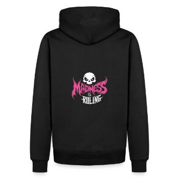La folie règne sur le monde Motivation Espoir - Sweat à capuche Premium bio Homme - noir - Dos - Nico (187cm)
