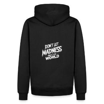 Stoppt den Wahnsinn - Männer Premium Bio Hoodie - Schwarz - Hinten - Nico (187cm)