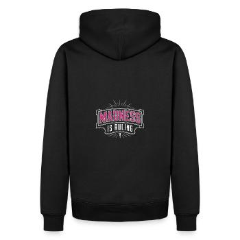 La folie règne sur le monde Motivation Espoir - Sweat à capuche Premium bio Homme - noir - Dos - Nico (187cm)