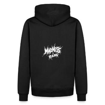 La folie règne sur le monde Motivation Espoir - Sweat à capuche Premium bio Homme - noir - Dos - Nico (187cm)