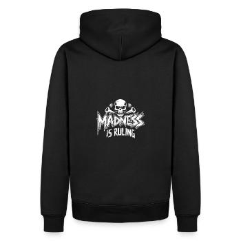 La folie règne sur le monde Motivation Espoir - Sweat à capuche Premium bio Homme - noir - Dos - Nico (187cm)