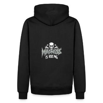 La folie règne sur le monde Motivation Espoir - Sweat à capuche Premium bio Homme - noir - Dos - Nico (187cm)