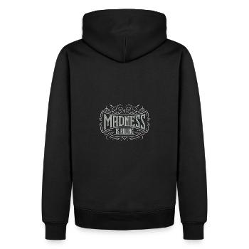 La folie règne sur le monde Motivation Espoir - Sweat à capuche Premium bio Homme - noir - Dos - Nico (187cm)