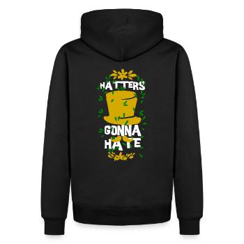 HATTERS GONNA HATE Humor Geschenk - Männer Premium Bio Hoodie - Schwarz - Hinten - Nico (187cm)