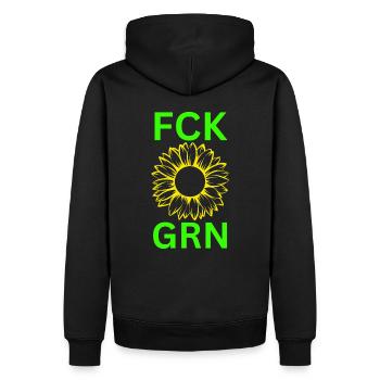 FCK GRN-Anti Grüne - Männer Premium Bio Hoodie - Schwarz - Hinten - Nico (187cm)