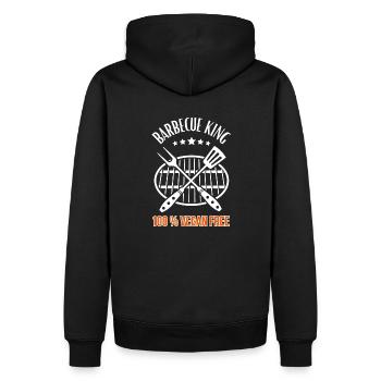 Barbecue King -100 % Vegan Free - Grill & BBQ - Männer Premium Bio Hoodie - Schwarz - Hinten - Nico (187cm)
