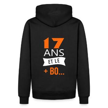 17 ans anniversaire 17 ans et le plus beau - Sweat à capuche Premium bio Homme - noir - Dos - Nico (187cm)