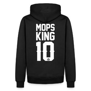 Mops-King - Männer Premium Bio Hoodie - Schwarz - Hinten - Nico (187cm)