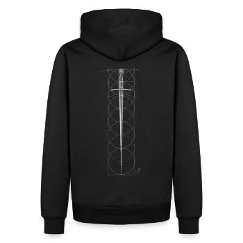 Épée et géométrie - Sweat à capuche Premium bio Homme - noir - Dos - Nico (187cm)