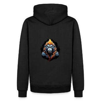 angry baboon with long teeth - Men’s Premium Organic Hoodie - black - Back - Nico (187cm)