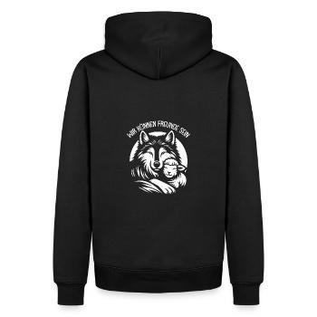 Wolf und Lamm wir können alle Freunde sein - Männer Premium Bio Hoodie - Schwarz - Hinten - Nico (187cm)