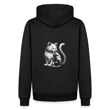 Katze und Maus in Freundschaft Frieden und Liebe - Männer Premium Bio Hoodie - Schwarz - Hinten - Nico (187cm)