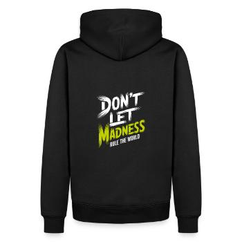 Stoppt den Wahnsinn - Männer Premium Bio Hoodie - Schwarz - Hinten - Nico (187cm)
