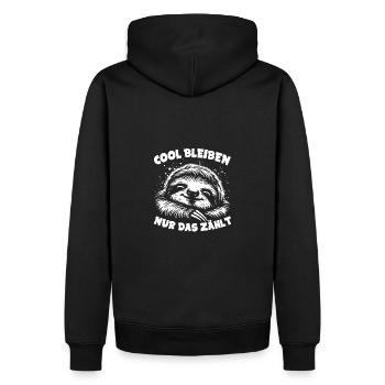 Faultier jetzt nur keinen Stress lustiger Spruch - Männer Premium Bio Hoodie - Schwarz - Hinten - Nico (187cm)