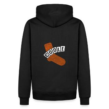 Coole Socke - lustiges Motivationsdesign - Männer Premium Bio Hoodie - Schwarz - Hinten - Nico (187cm)