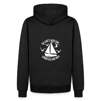 Leinen los und nichts wie weg! Wir legen ab! - Männer Premium Bio Hoodie - Schwarz - Hinten - Nico (187cm)