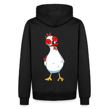 Peperoni Chili Huhn Heiß Geflügel Federvieh scharf - Männer Premium Bio Hoodie - Schwarz - Hinten - Nico (187cm)