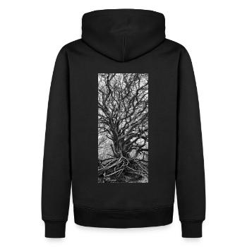Der Weltenbaum - Männer Premium Bio Hoodie - Schwarz - Hinten - Nico (187cm)