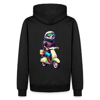 Mofa Moped Motorroller Scooter Biker Faultier - Männer Premium Bio Hoodie - Schwarz - Hinten - Nico (187cm)