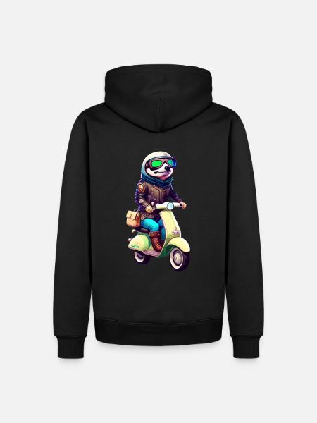 Mofa Moped Motorroller Scooter Biker Faultier - Männer Premium Bio Hoodie - Schwarz