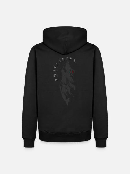 Fenrirwolf - Runen - Fenrir - Männer Premium Bio Hoodie - Schwarz