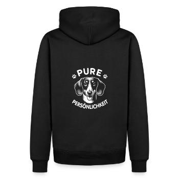 Dackel ist pure Persönlichkeit Dackelportrait - Männer Premium Bio Hoodie - Schwarz - Hinten - Nico (187cm)