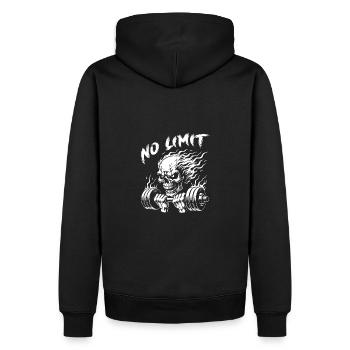 No Limit hartes Workout Skull mit Hantel - Männer Premium Bio Hoodie - Schwarz - Hinten - Nico (187cm)