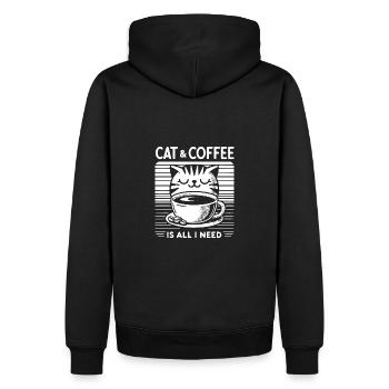 Le chat et le café sont tout ce dont j’ai besoin - Sweat à capuche Premium bio Homme - noir - Dos - Nico (187cm)