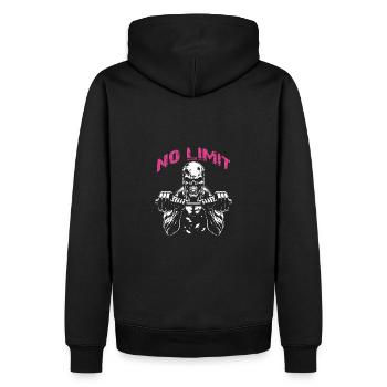 No Limit Workout Bodybuilding Skull mit Hantel - Männer Premium Bio Hoodie - Schwarz - Hinten - Nico (187cm)
