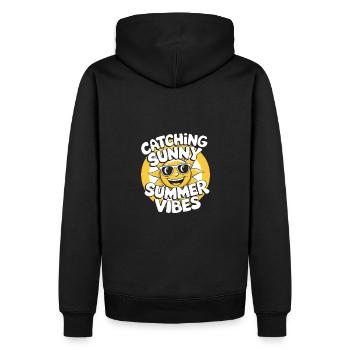 Moments d’été ensoleillés Vibrations Soleil d’été - Sweat à capuche Premium bio Homme - noir - Dos - Nico (187cm)