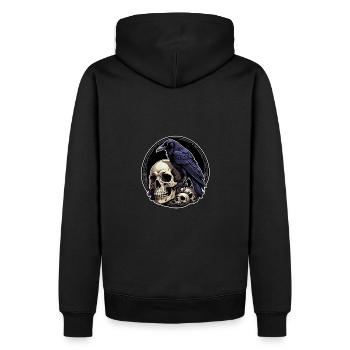 Big Raven Sitting on Sculls - Men’s Premium Organic Hoodie - black - Back - Nico (187cm)