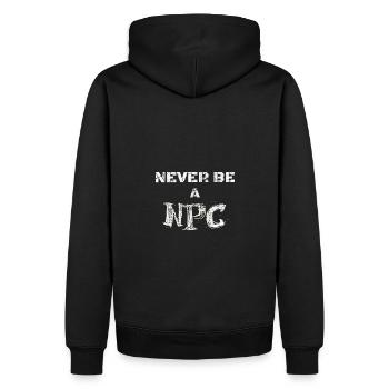 Never be a NPC Liste Jugendwort des Jahres 2023 - Männer Premium Bio Hoodie - Schwarz - Hinten - Nico (187cm)