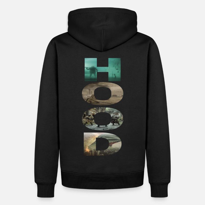 Die Kapuze. - Männer Premium Bio Hoodie - Schwarz