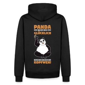 Panda - Männer Premium Bio Hoodie - Schwarz - Hinten - Nico (187cm)